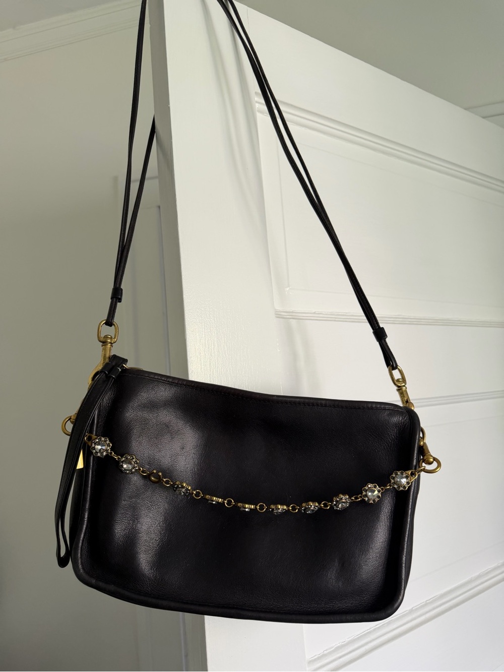 Coach black vintage “basic bag” leather with original double strap